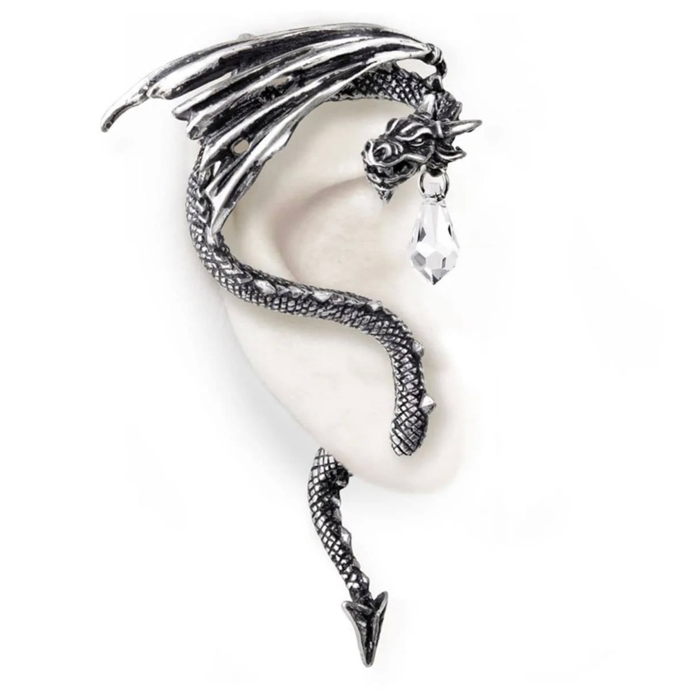 Alchemy England Pewter Earring Crystal Dragon Ear Wrap Silver Fantasy Goth fairy